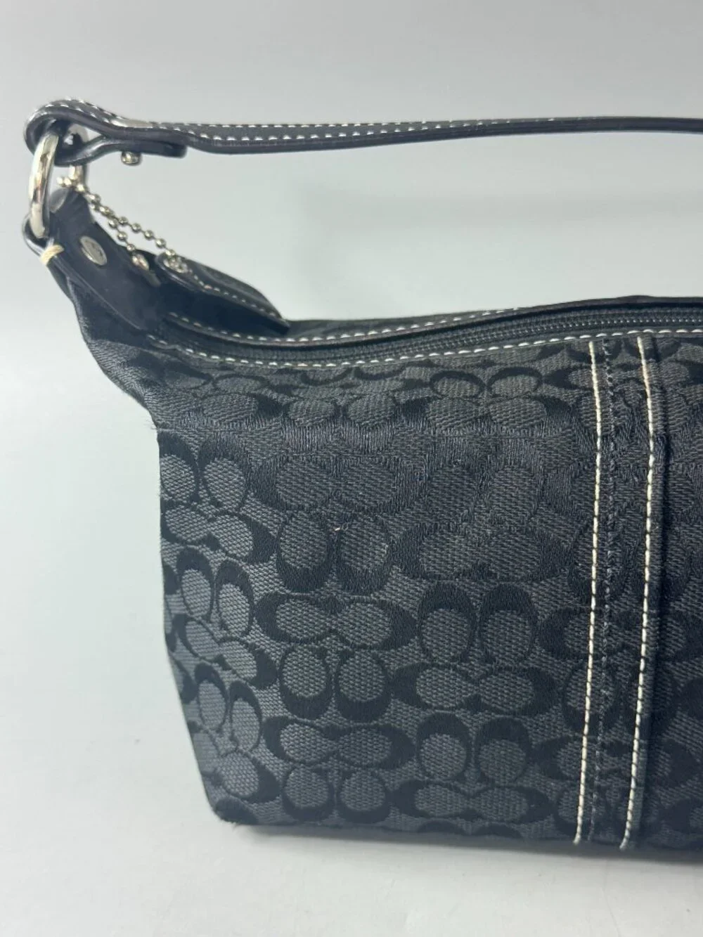 Authentic Vintage Coach Black Signature Jacquard Demi Bag